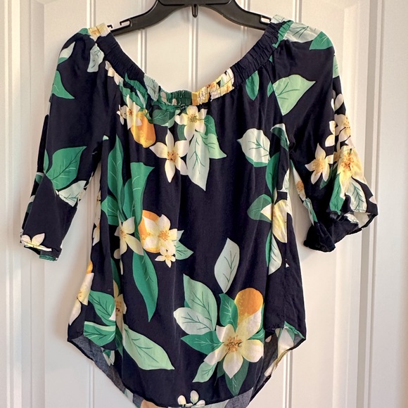 Old Navy Lemon Floral Off the Shoulder Top Size Small - Picture 1 of 4